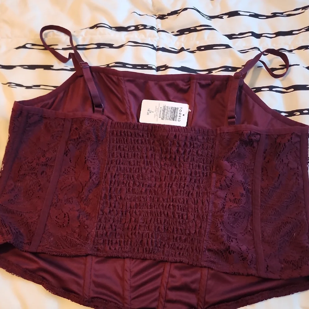 Torrid Burgundy Lace Corset Top - Picture 4 of 6